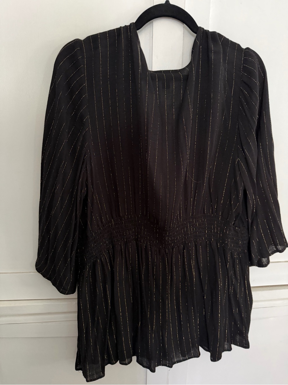 torrid Black Blouse with Gold Pinstripes - Long Sleeve - Picture 3 of 6